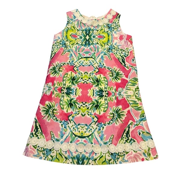 J Bailey Dress Girl’s Vibrant Tropical Cruise Beach Pink & Green Floral Size 12 - Picture 1 of 10